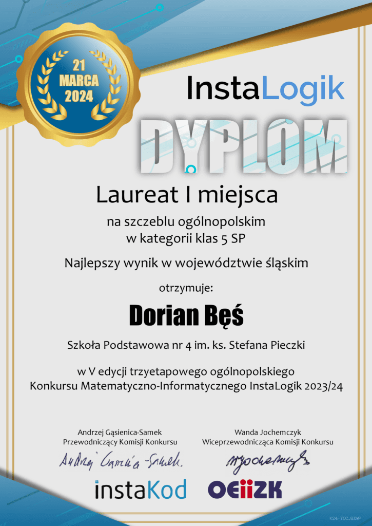 dyplom instalogik 5 dorian bes