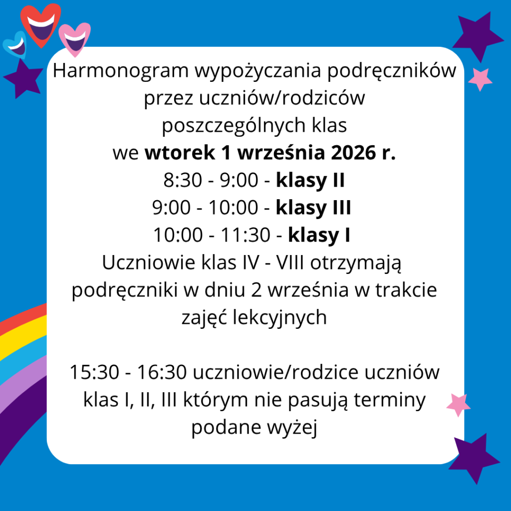 Harmonogram wypożyczania podręczników